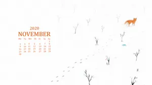 A Calendar With A Fox Walking Through The Snow Wallpaper