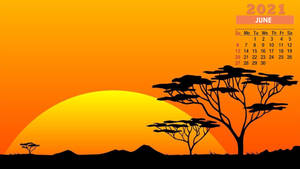 A Calendar With A Sunset In The Savannah Wallpaper