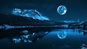 A Calming Night Sky With A Crescent Moon On A Blue Aesthetic Background Wallpaper