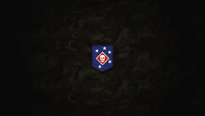 A Camouflage Background With A Military Emblem Wallpaper