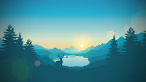 A Captivating Silhouette Of A Deer In A 4k, Blue Minimalist Landscape Wallpaper