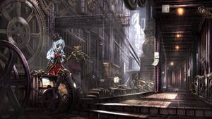 A Captivating Steampunk-themed Anime Girl With A Unique Style. Wallpaper