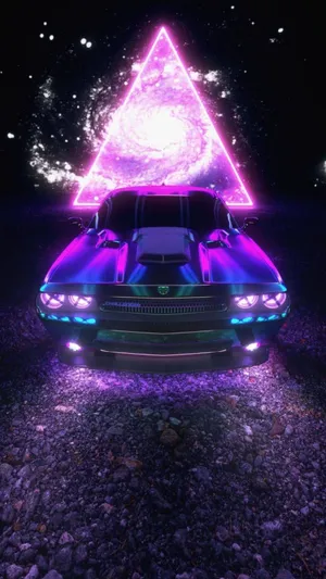 A Car With A Purple Triangle In The Background Wallpaper
