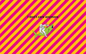 A Cartoon Character Riding A Fish On A Yellow And Pink Background Wallpaper