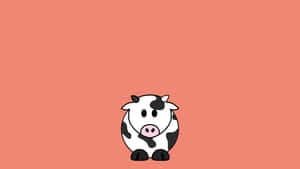 A Cartoon Cow Standing On A Pink Background Wallpaper