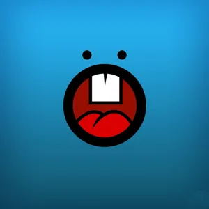 A Cartoon Face With A Red Mouth And A Blue Background Wallpaper