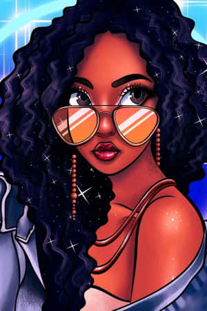 A Cartoon Illustration Of A Woman With Long Hair And Sunglasses Wallpaper