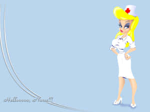 A Cartoon Nurse In A White Dress Wallpaper