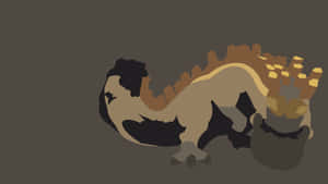 A Cartoon Of A Dinosaur With A Long Tail Wallpaper