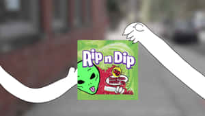 A Cartoon Of A Man Holding A Bag Of Rip N Dip Wallpaper