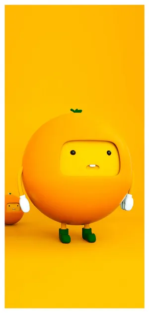 A Cartoon Orange With A Green Head Wallpaper