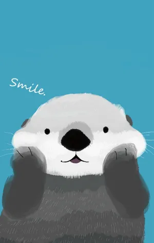 A Cartoon Otter With The Words Smile On It Wallpaper