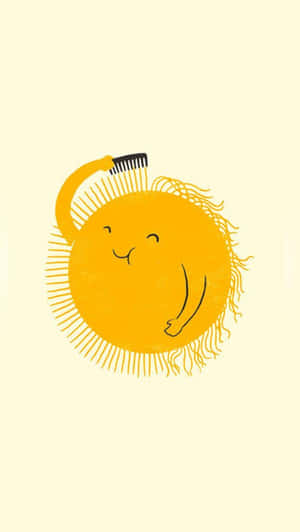 A Cartoon Sun With A Comb On It Wallpaper