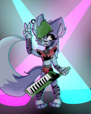 A Cat With A Keyboard And Neon Lights Wallpaper