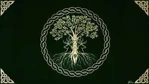 A Celtic Tree Of Life On A Black Background Wallpaper