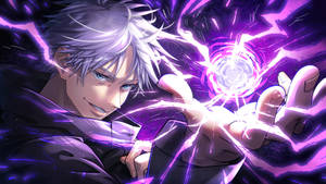 A Character With A Purple Lightning Bolt In His Hand Wallpaper