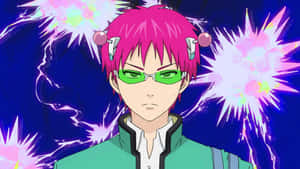 A Character With Pink Hair And Green Eyes Wallpaper