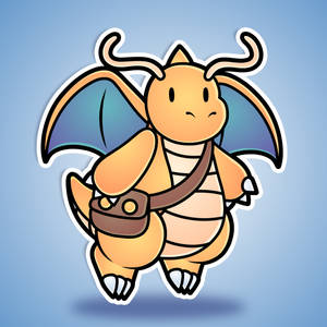 A Chibi Dragonite Flying Through The Sky Wallpaper