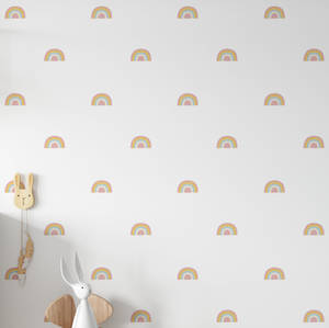 A Child's Room With A Rainbow Wall Decal Wallpaper