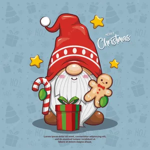 A Christmas Gnome With A Gift And A Cookie Wallpaper
