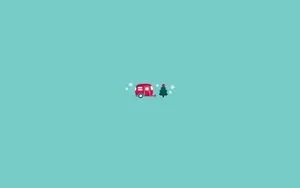 A Christmas Tree And A Bus On A Blue Background Wallpaper