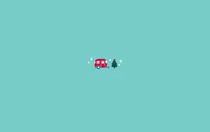 A Christmas Tree And A Bus On A Blue Background Wallpaper