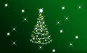 A Christmas Tree With Stars On A Green Background Wallpaper