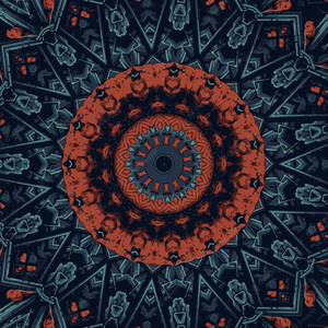 A Circular Design With Blue And Orange Colors Wallpaper