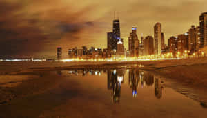 A City Skyline Is Reflected In The Water Wallpaper