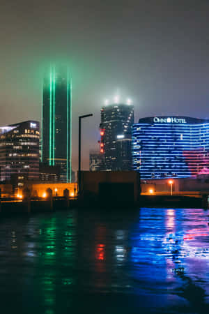A City Skyline With Buildings Wallpaper