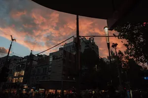 A City Street At Sunset Wallpaper