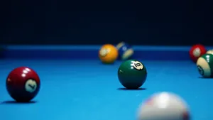 A Classic Blue Billiard Pool Table Wallpaper