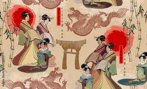 A Classic Japanese Accessory Featuring Ukiyo-e Art Wallpaper