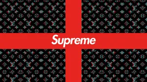A Classic Supreme Logo In The Center Of A Vibrant Red Background Wallpaper
