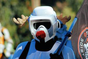 A Clone Trooper In A Red Nose Deer Costume Wallpaper