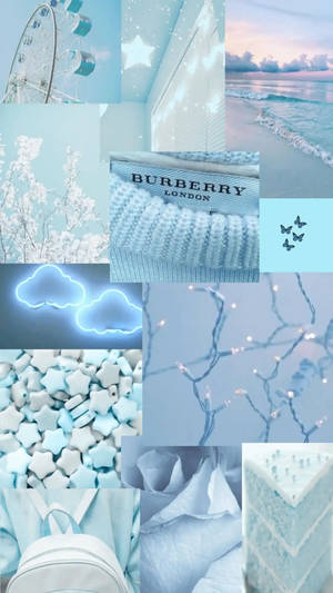 A Collage Of Blue And White Pictures Wallpaper