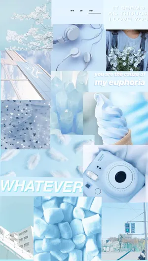 A Collage Of Blue And White Pictures Wallpaper
