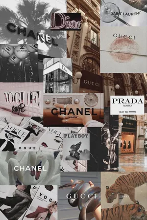 A Collage Of Chanel Logos And Other Images Wallpaper