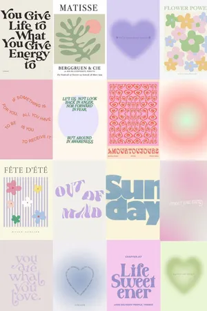 A Collage Of Different Posters With Different Words Wallpaper