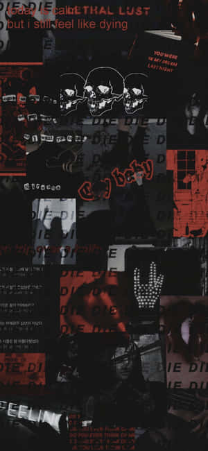 A Collage Of Images With Red And Black Wallpaper