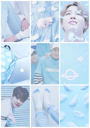 A Collage Of Photos Of People In Blue Clothes Wallpaper