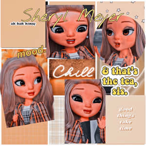 A Collage Of Pictures Of A Doll With A Smile Wallpaper