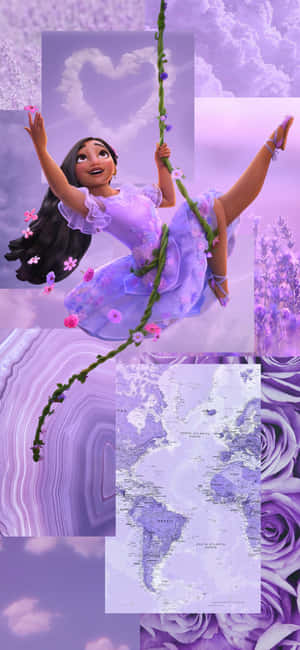 A Collage Of Pictures Of A Girl In Purple Wallpaper