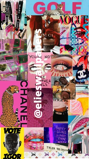 A Collage Of Various Images Of Chanel, Vogue, And Other Magazines Wallpaper