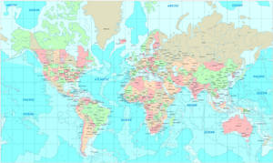 A Colored World Map With Grids Wallpaper
