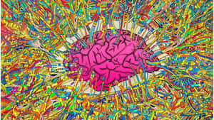 A Colorful Brain With Colorful Pens And Paint Wallpaper