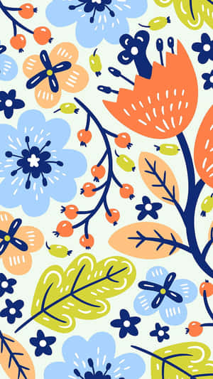 A Colorful Pattern With Flowers Wallpaper