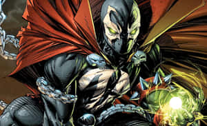 A Comic Book Character With A Red Cape And A Green Cloak Wallpaper