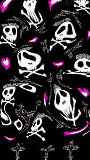 A Contrasting Pink, Black And White Color Palette Creates A Unique Visual Wallpaper