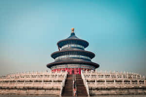 A Convex Photo Of The Temple Of Heaven's Prayer Hall Wallpaper